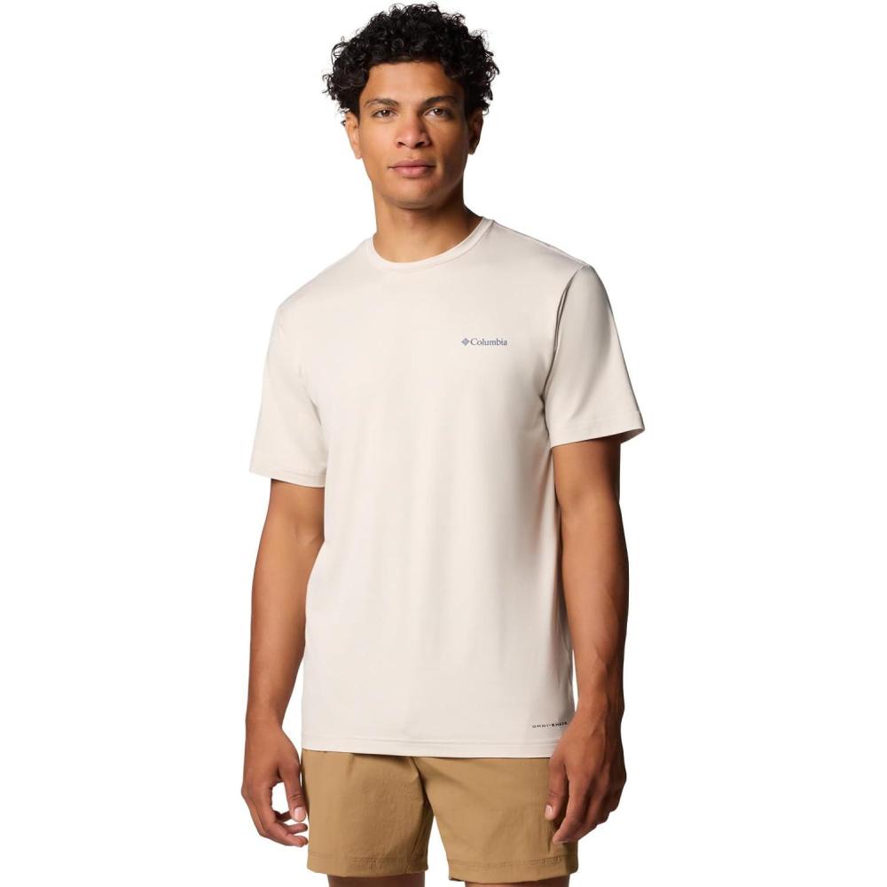 imageColumbia Mens Kwick Hike Back Graphic Short Sleeve TeeDark Stone HeatherLinear View Multi