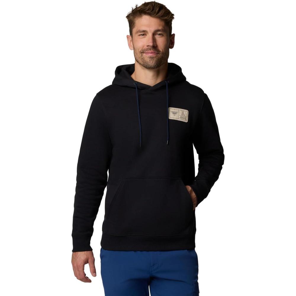 imageColumbia Mens Pfg Castback HoodieBlackPfg Woven Patch Fotw Hooks