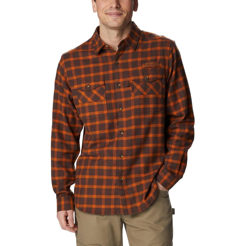 imageColumbia Mens Roughtail Stretch Flannel Long SleeveCordovan Duck Blind Gingham