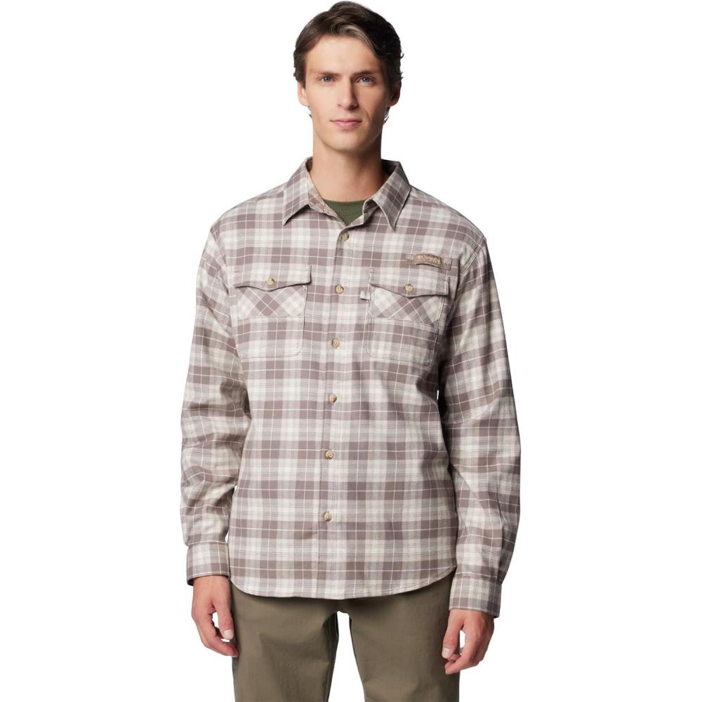 imageColumbia Mens Roughtail Stretch Flannel Long SleeveIron Ombre Tartan