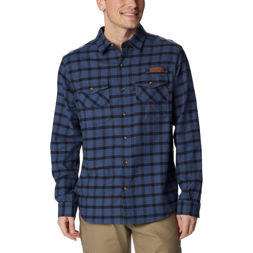 imageColumbia Mens Roughtail Stretch Flannel Long SleeveZinc Duck Blind Gingham