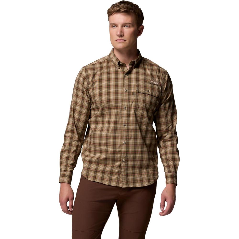 imageColumbia Mens Sharptail Long Sleeve Yarn Dye ShirtSurplus Green Triple Check