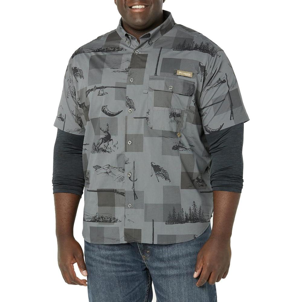 imageColumbia Mens Sharptail Short Sleeve ShirtSharptail Short Sleeve ShirtBlack Checkered Woodsman Print