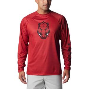 Columbia Mens Collegiate Terminal Tackle Heather Long Sleeve ShirtHiking Shirt(Ark – Red Velvet Heather)