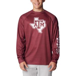 Columbia Mens Collegiate Terminal Tackle Heather Long Sleeve ShirtHiking Shirt(Tam – Deep Maroon Heather)