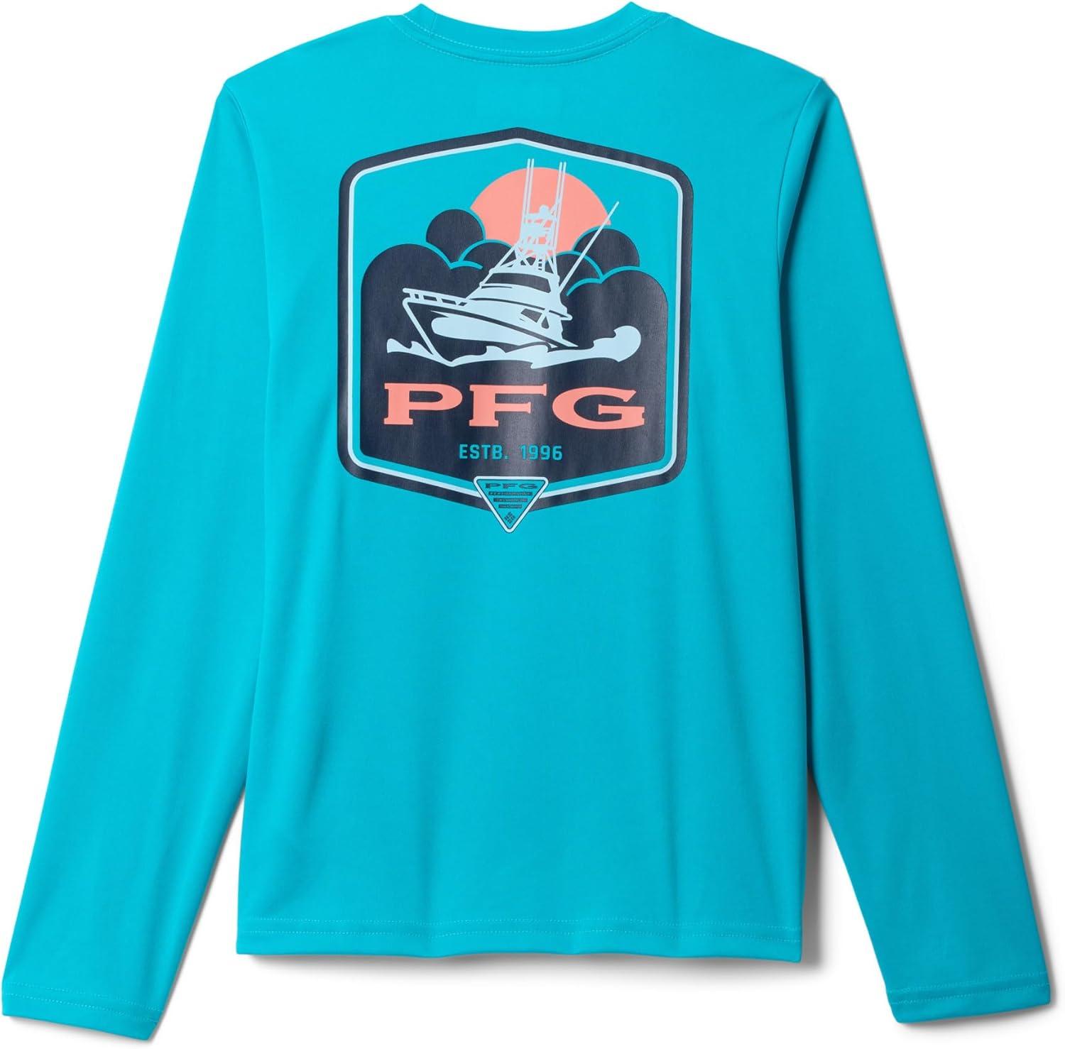 imageColumbia Boys Terminal Tackle PFG Fish Bars Long SleeveOcean Teal Graphic