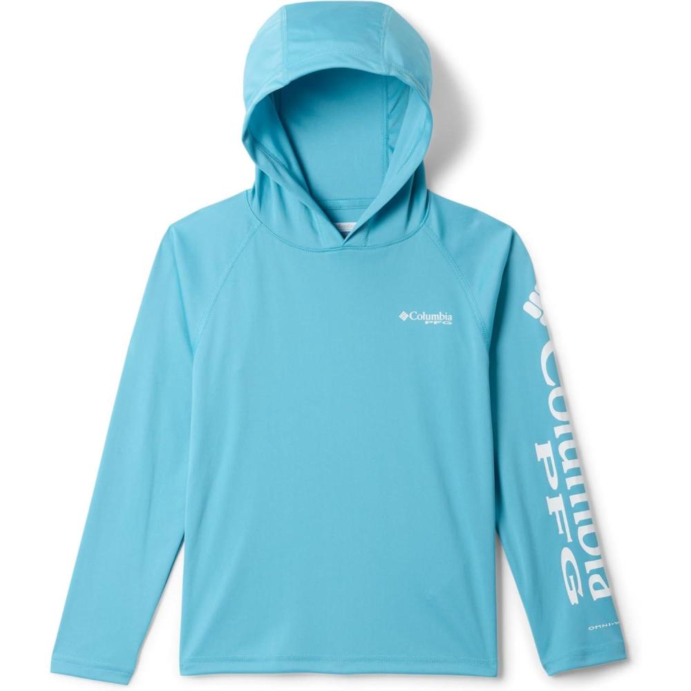 imageColumbia Youth PFG Terminal Tackle Long Sleeve HoodieVintage BlueWhite Logo