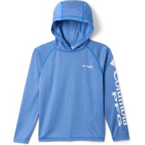 Columbia Youth PFG Terminal Tackle Long Sleeve Hoodie(Vivid Blue Heather/White Logo)
