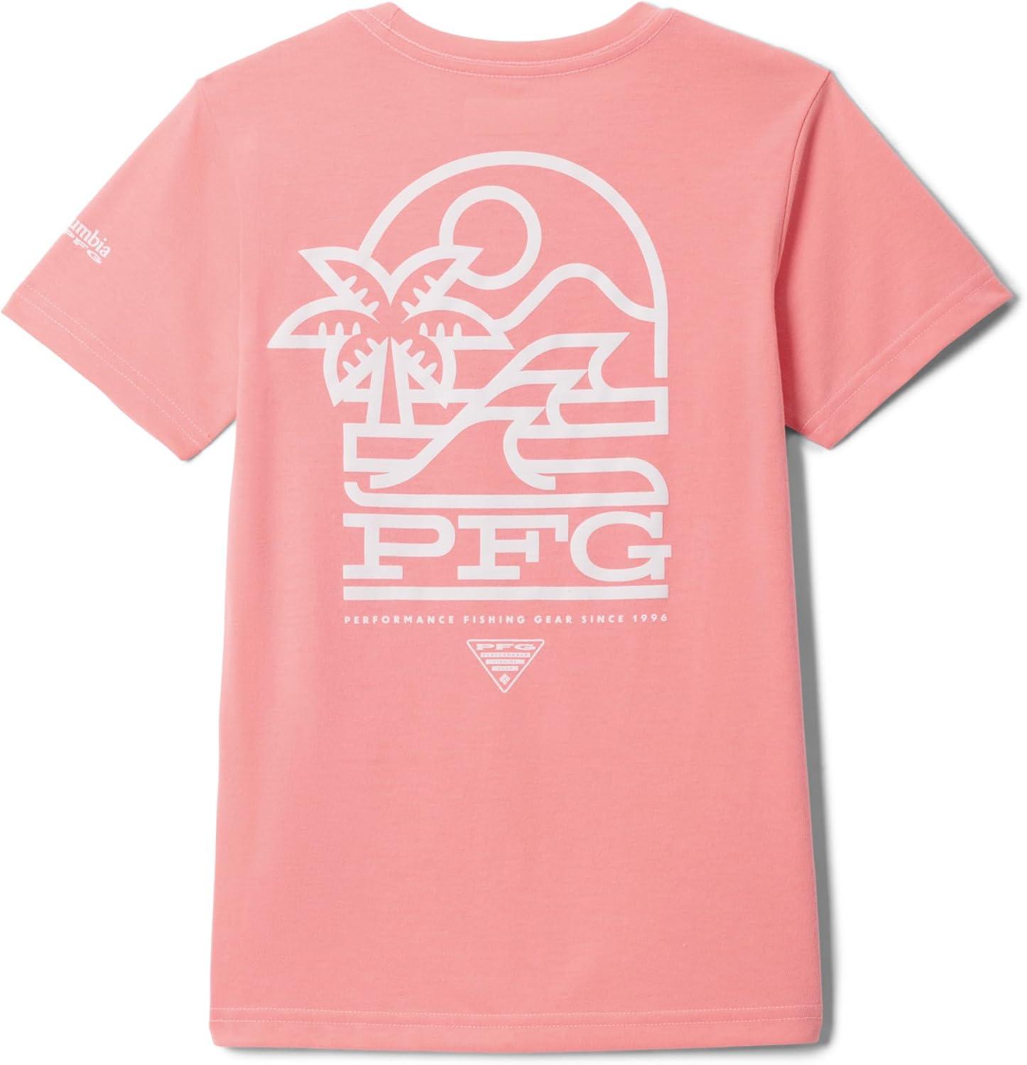 imageColumbia Girls PFG Palm Waves Short Sleeve TeeTiki Pink Graphic