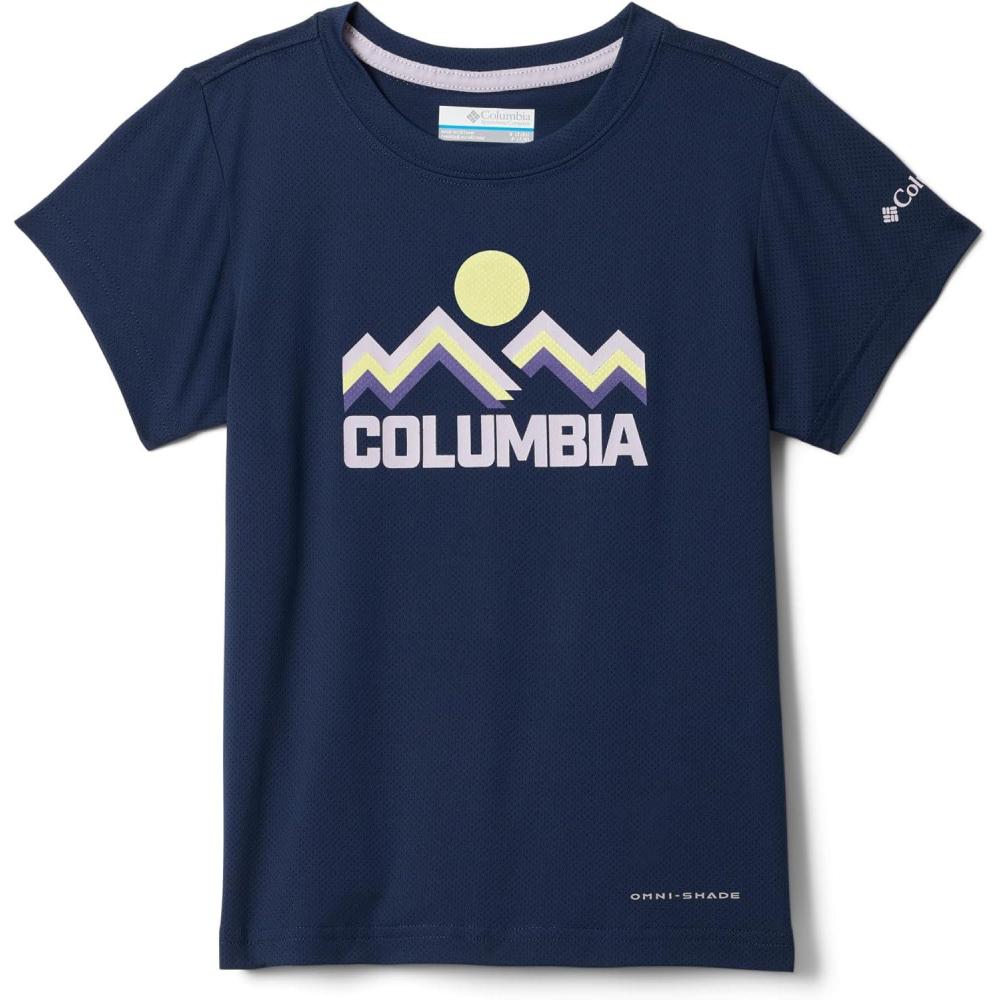 imageColumbia Girls Tech Trail Utility Short Sleeve Graphic CrewCollegiate NavyRainbow Ridge