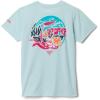Columbia Girls’ PFG Palm Waves Short Sleeve Tee(Marine Light Graphic)