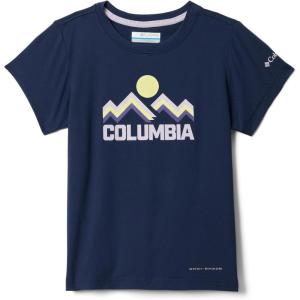 Columbia Girls Tech Trail Utility Short Sleeve Graphic Crew(Collegiate Navy/Rainbow Ridge)
