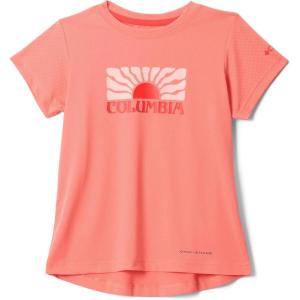 Columbia Girls Tech Trail Utility Short Sleeve Graphic Crew(Hot Coral/Floral Groove)