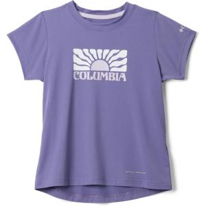 Columbia Girls Tech Trail Utility Short Sleeve Graphic Crew(Stormwatch/Floral Groove)