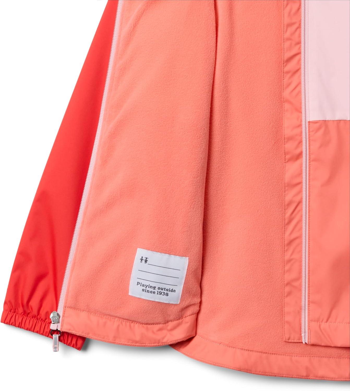 imageColumbia girls Rainy Trails III Fleece Lined JacketHot CoralSatin PinkPoppy Red