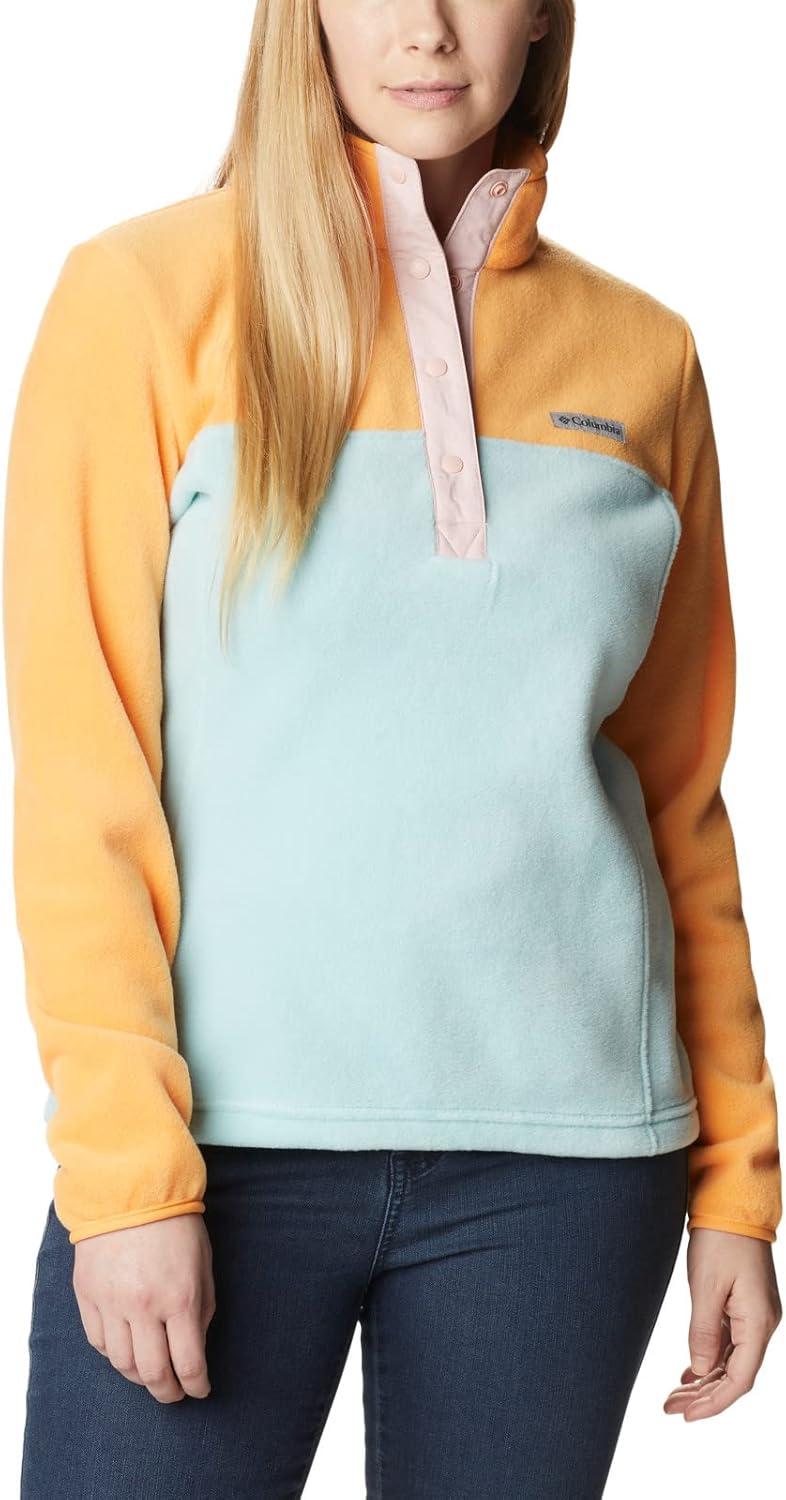 imageColumbia Womens Benton Springs Half Snap II Pull Over Fleece Jacket Dark StoneCanoeVintage Blue 3XAqua HazeSunset PeachDusty Pink