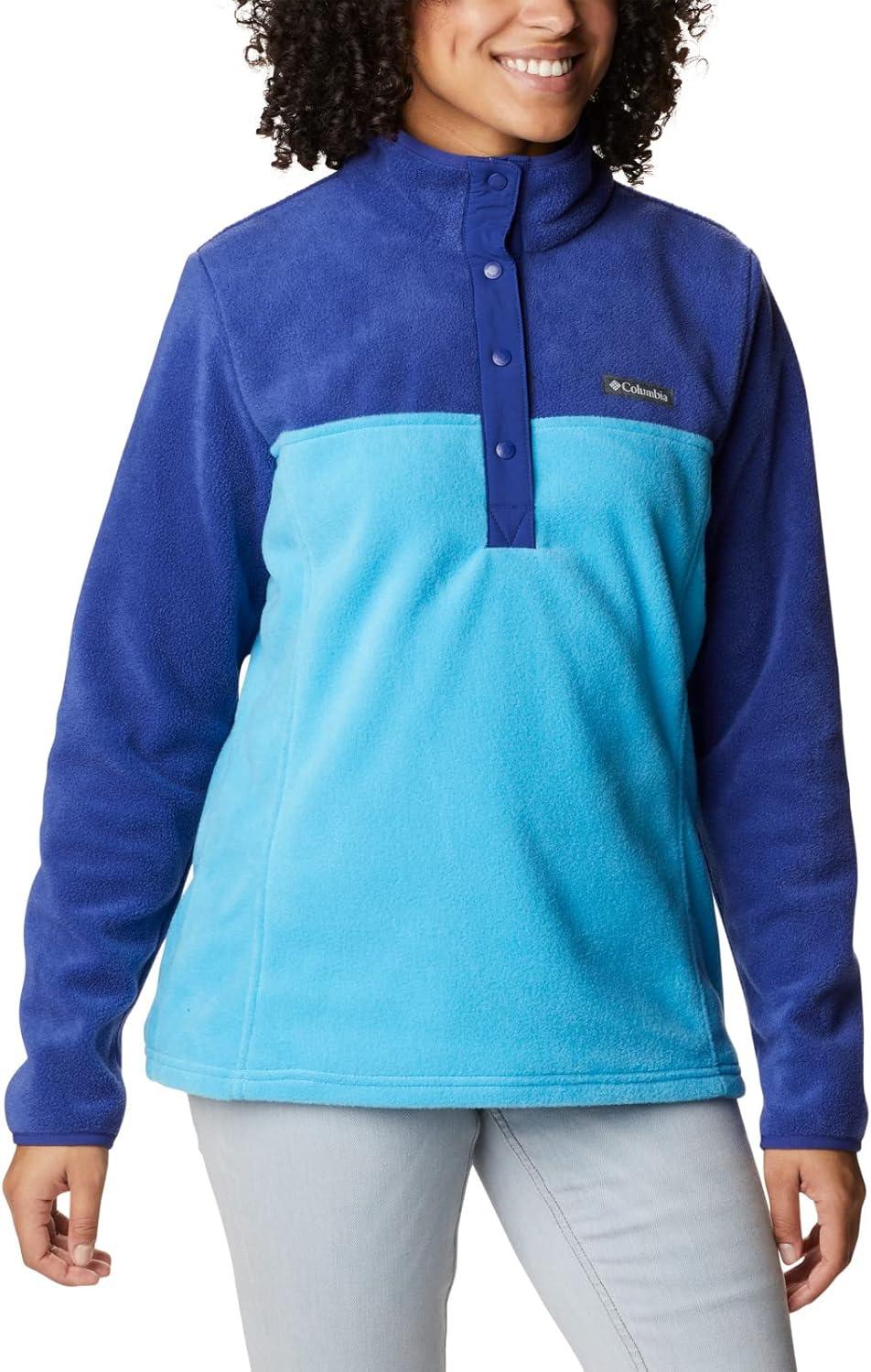 imageColumbia Womens Benton Springs Half Snap II Pull Over Fleece Jacket Dark StoneCanoeVintage Blue 3XBlue ChillDark Sapphire