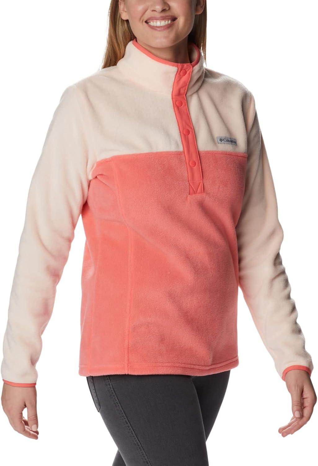 imageColumbia Womens Benton Springs Half Snap II Pull Over Fleece Jacket Dark StoneCanoeVintage Blue 3XBlush PinkPeach Blossom
