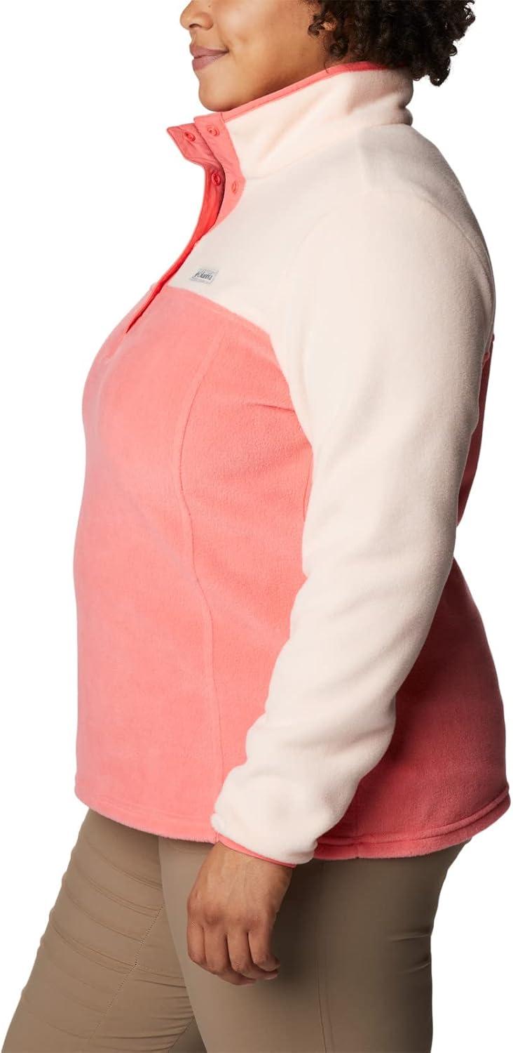 imageColumbia Womens Benton Springs Half Snap II Pull Over Fleece Jacket Dark StoneCanoeVintage Blue 3XBlush PinkPeach Blossom