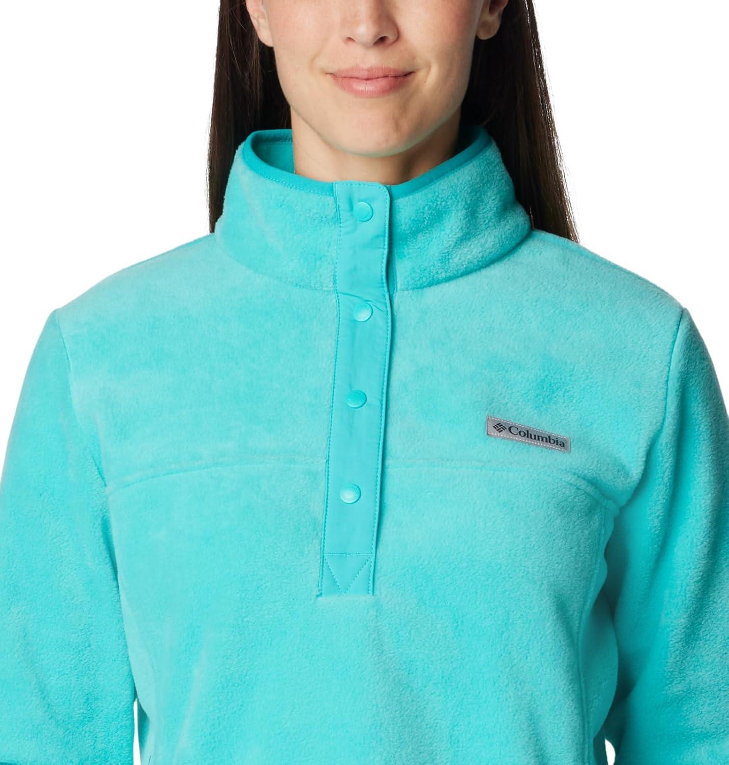 imageColumbia Womens Benton Springs Half Snap II Pull Over Fleece Jacket Dark StoneCanoeVintage Blue 3XBright Aqua