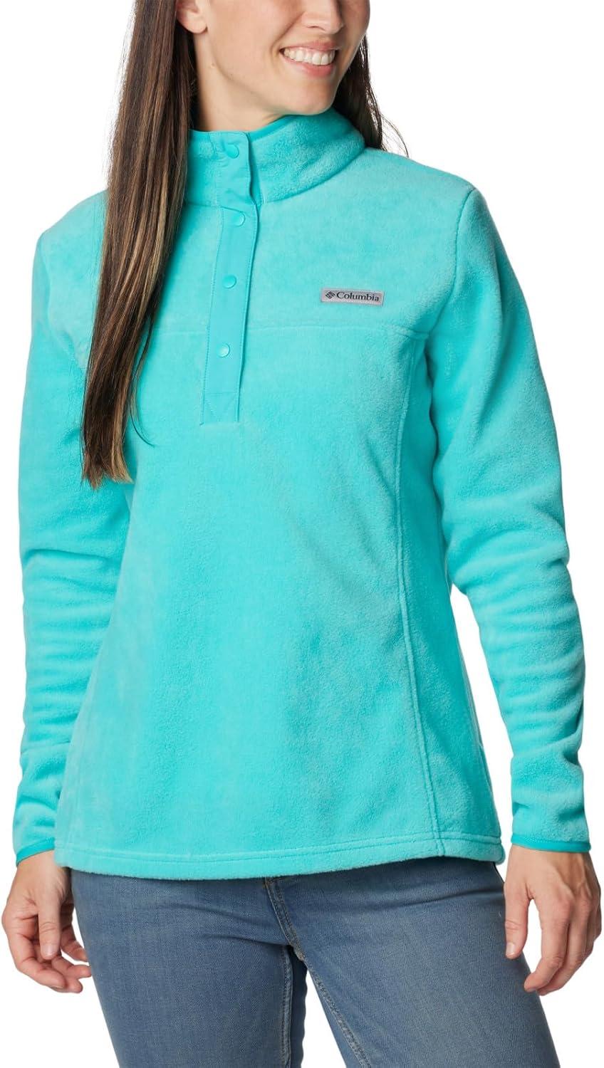 imageColumbia Womens Benton Springs Half Snap II Pull Over Fleece Jacket Dark StoneCanoeVintage Blue 3XBright Aqua