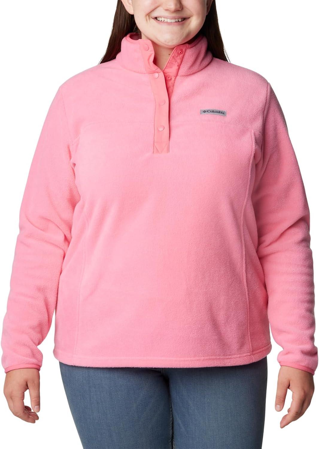 imageColumbia Womens Benton Springs Half Snap II Pull Over Fleece Jacket Dark StoneCanoeVintage Blue 3XCamellia Rose