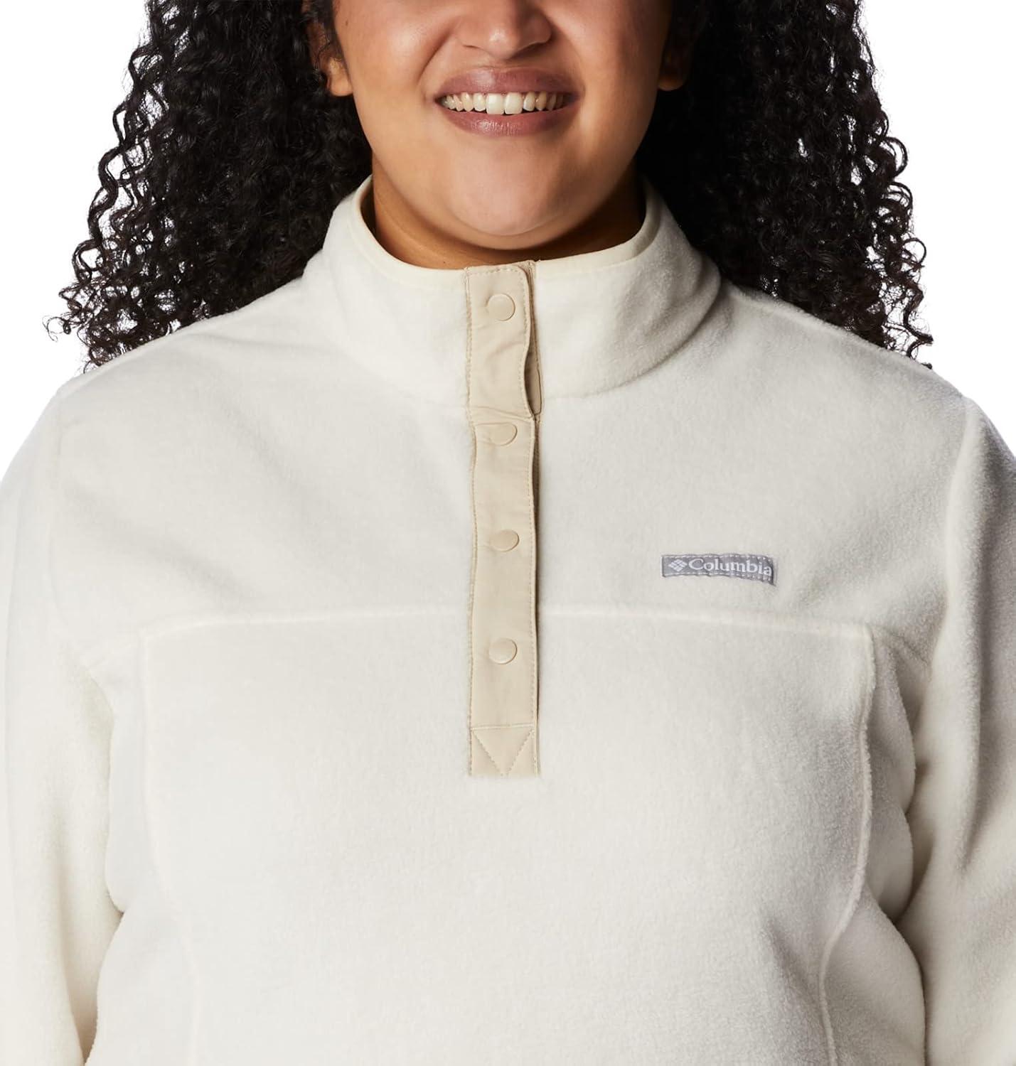 imageColumbia Womens Benton Springs Half Snap II Pull Over Fleece Jacket Dark StoneCanoeVintage Blue 3XChalkAncient Fossil