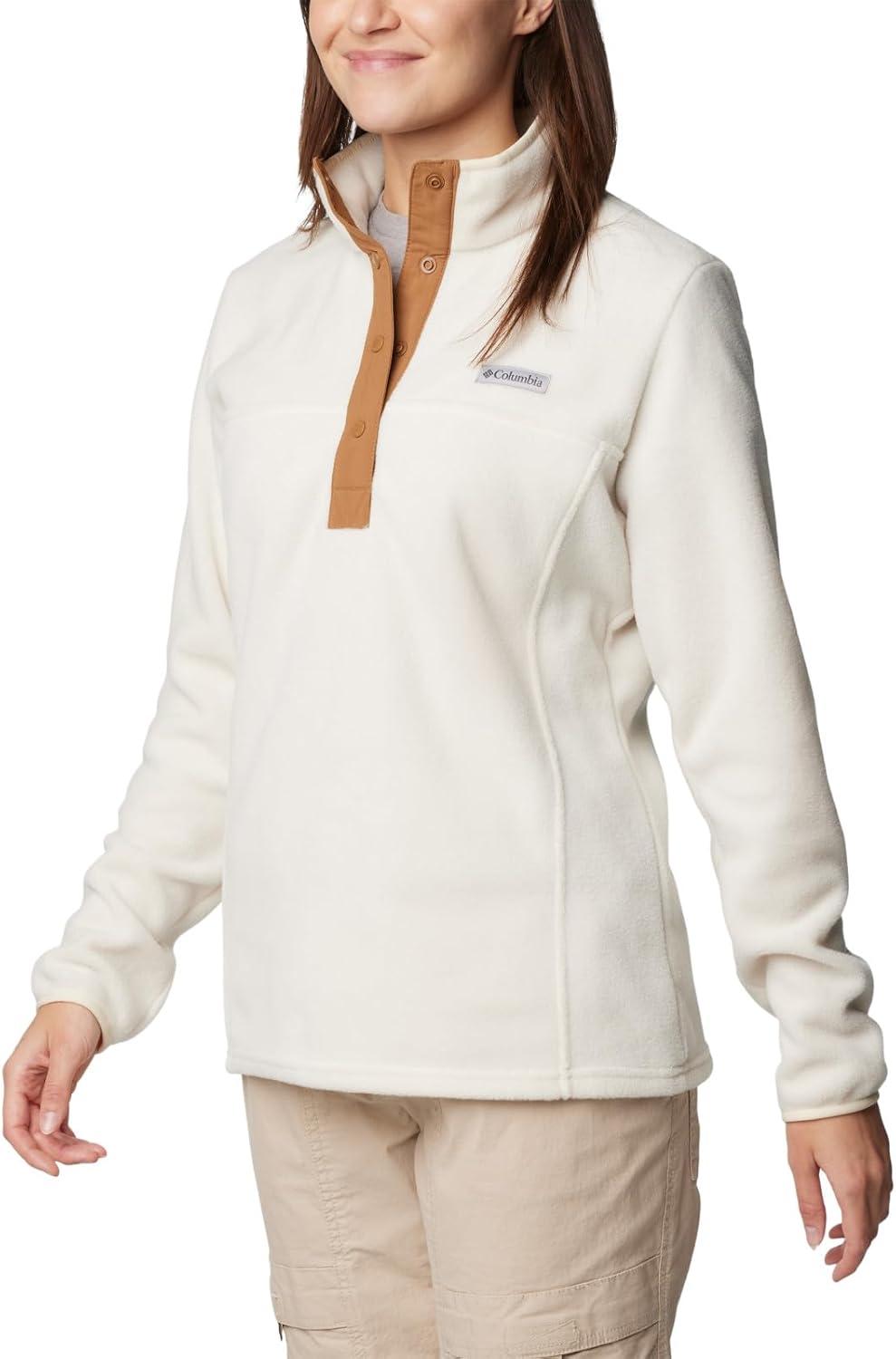 imageColumbia Womens Benton Springs Half Snap II Pull Over Fleece Jacket Dark StoneCanoeVintage Blue 3XChalkCamel Brown