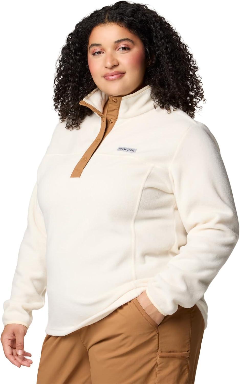 imageColumbia Womens Benton Springs Half Snap II Pull Over Fleece Jacket Dark StoneCanoeVintage Blue 3XChalkCamel Brown