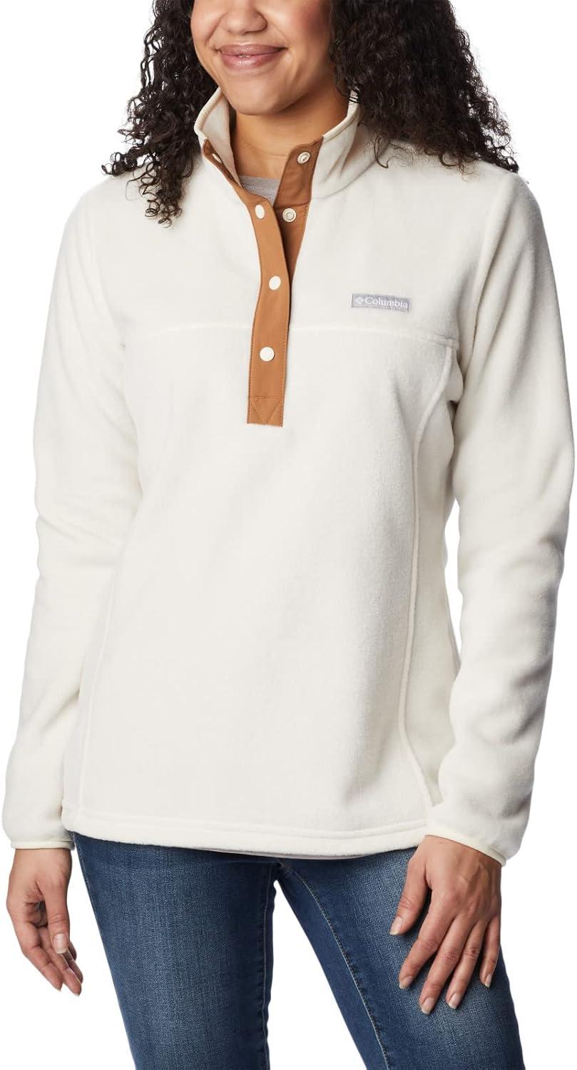 imageColumbia Womens Benton Springs Half Snap II Pull Over Fleece Jacket Dark StoneCanoeVintage Blue 3XChalkChalkCamel Brown