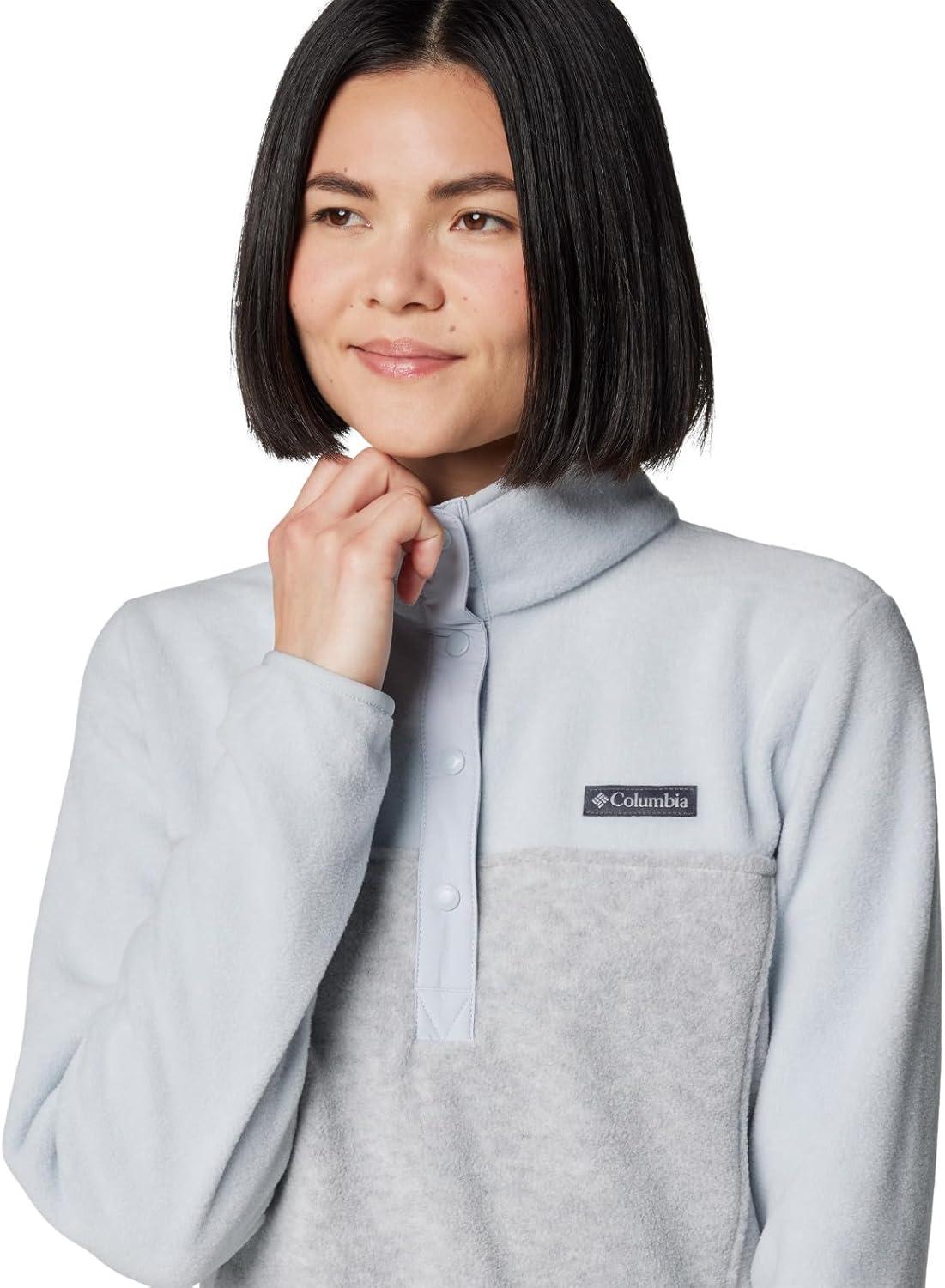 imageColumbia Womens Benton Springs Half Snap II Pull Over Fleece Jacket Dark StoneCanoeVintage Blue 3XCirrus Grey Heather