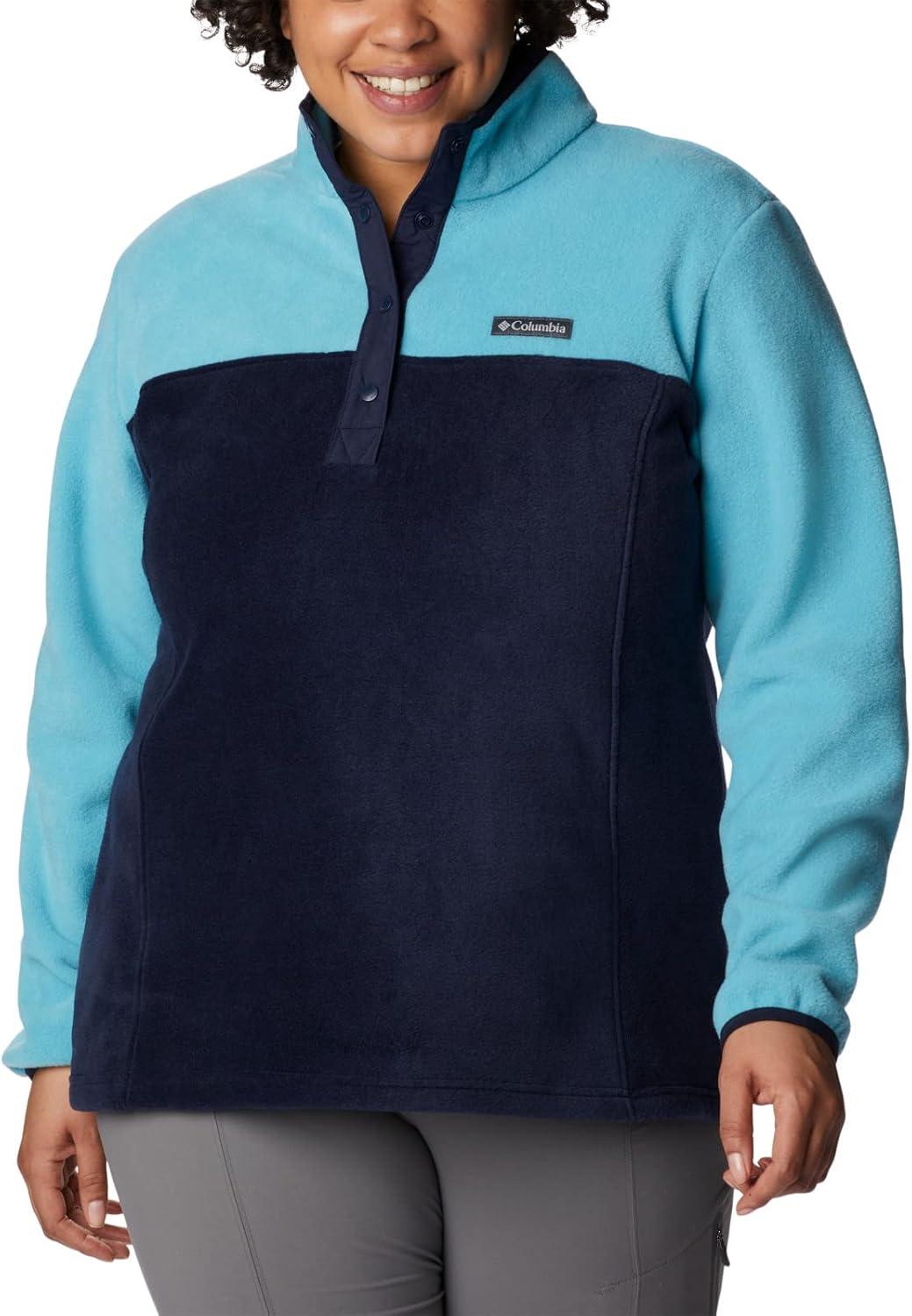 imageColumbia Womens Benton Springs Half Snap II Pull Over Fleece Jacket Dark StoneCanoeVintage Blue 3XDark NocturnalSea Wave