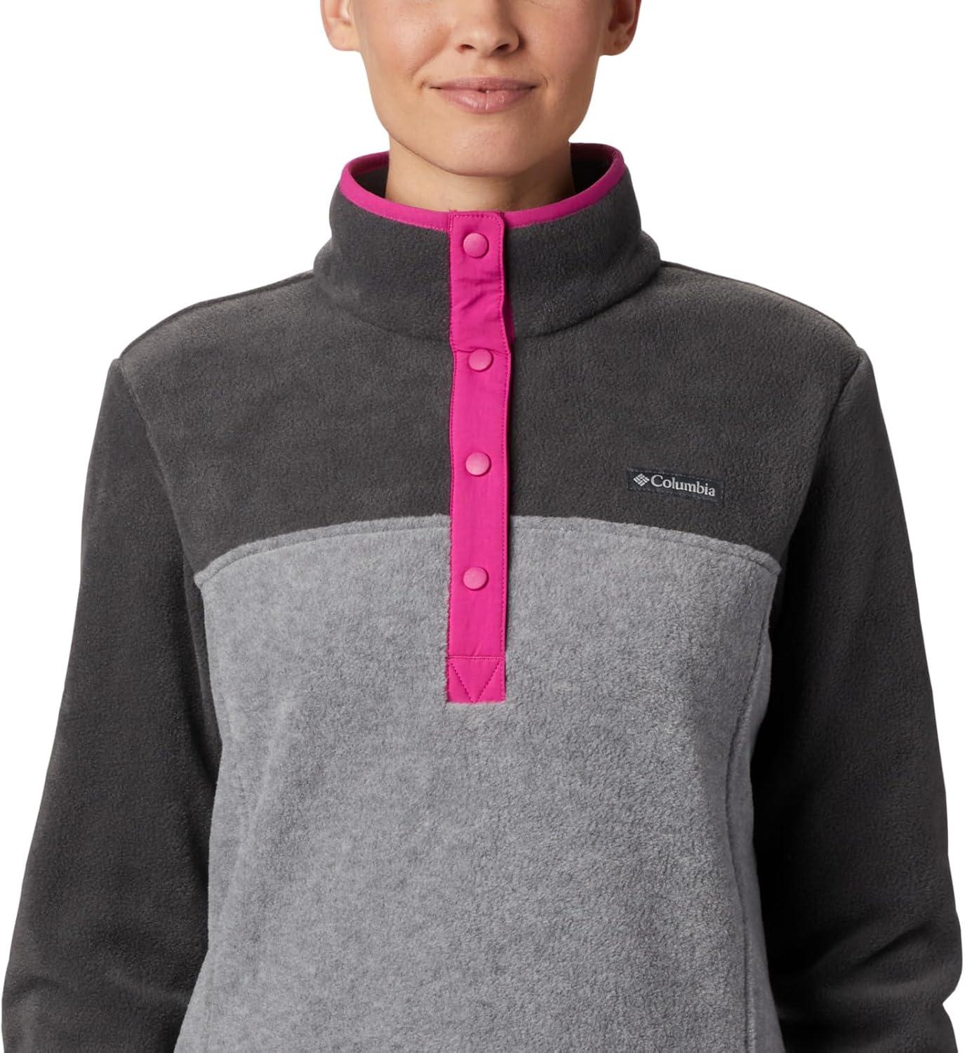 imageColumbia Womens Benton Springs Half Snap II Pull Over Fleece Jacket Dark StoneCanoeVintage Blue 3XLight Grey HeatherShark