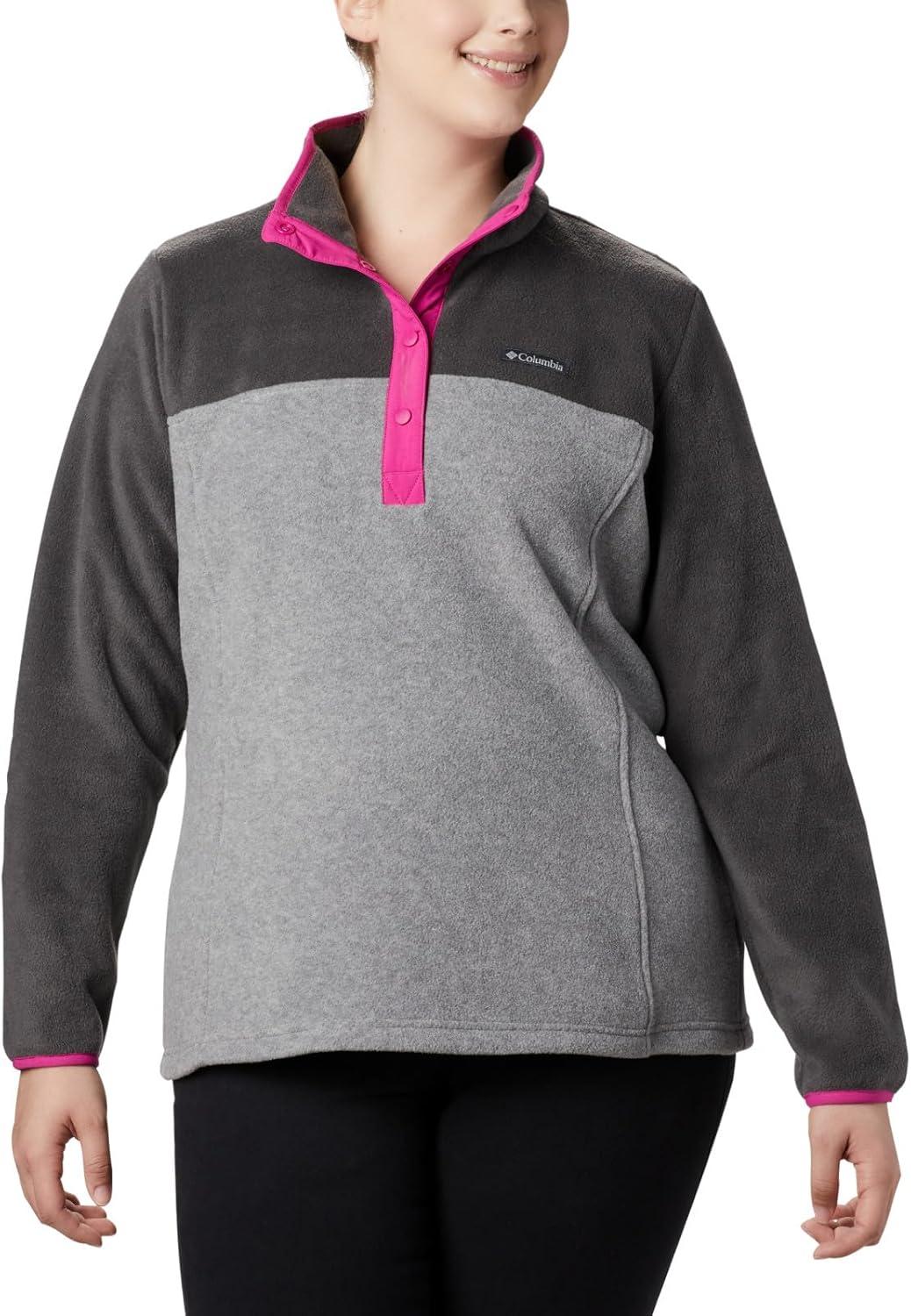 imageColumbia Womens Benton Springs Half Snap II Pull Over Fleece Jacket Dark StoneCanoeVintage Blue 3XLight Grey HeatherShark