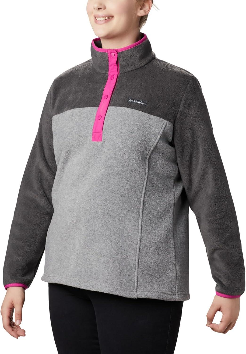 imageColumbia Womens Benton Springs Half Snap II Pull Over Fleece Jacket Dark StoneCanoeVintage Blue 3XLight Grey HeatherShark