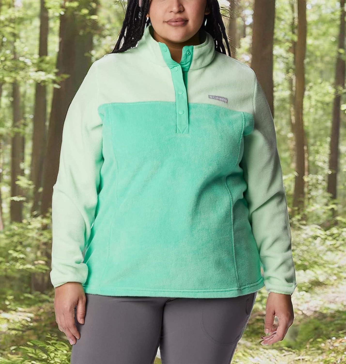 imageColumbia Womens Benton Springs Half Snap II Pull Over Fleece Jacket Dark StoneCanoeVintage Blue 3XLight JadeKey West