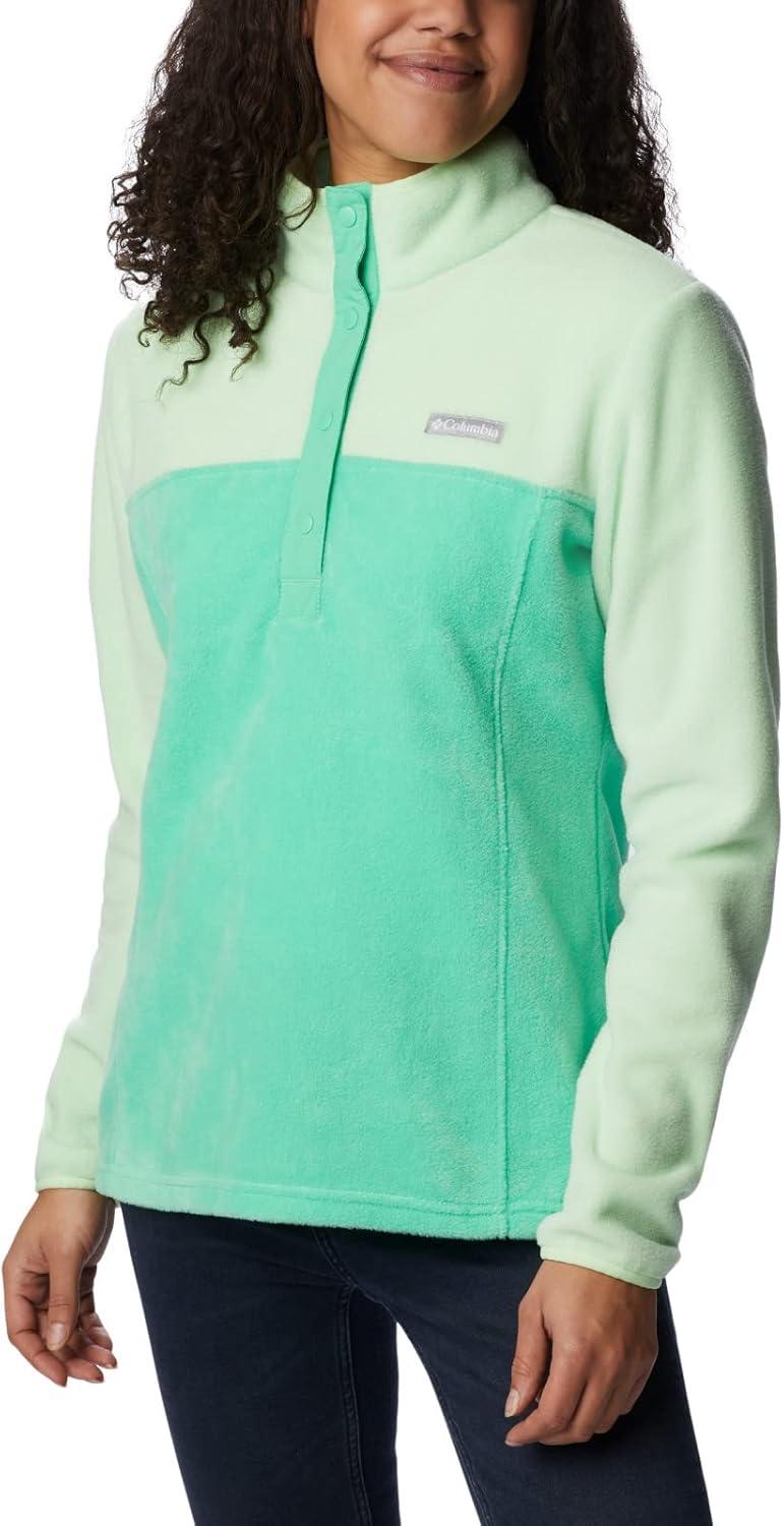 imageColumbia Womens Benton Springs Half Snap II Pull Over Fleece Jacket Dark StoneCanoeVintage Blue 3XLight JadeKey West
