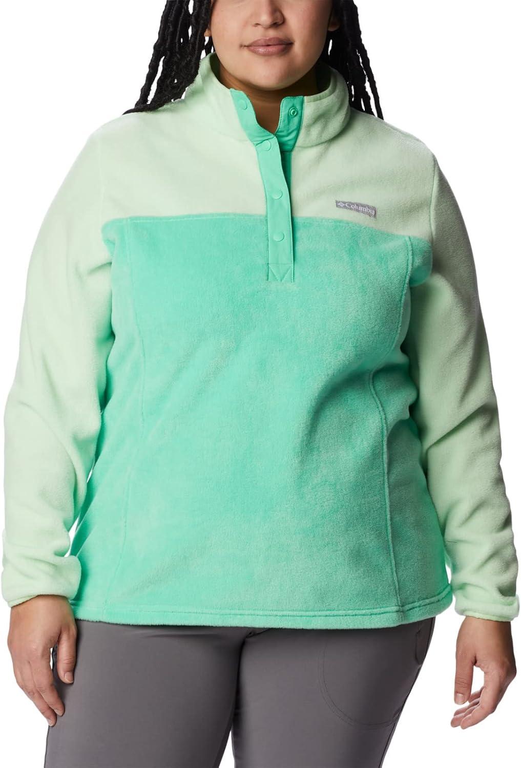 imageColumbia Womens Benton Springs Half Snap II Pull Over Fleece Jacket Dark StoneCanoeVintage Blue 3XLight JadeKey West