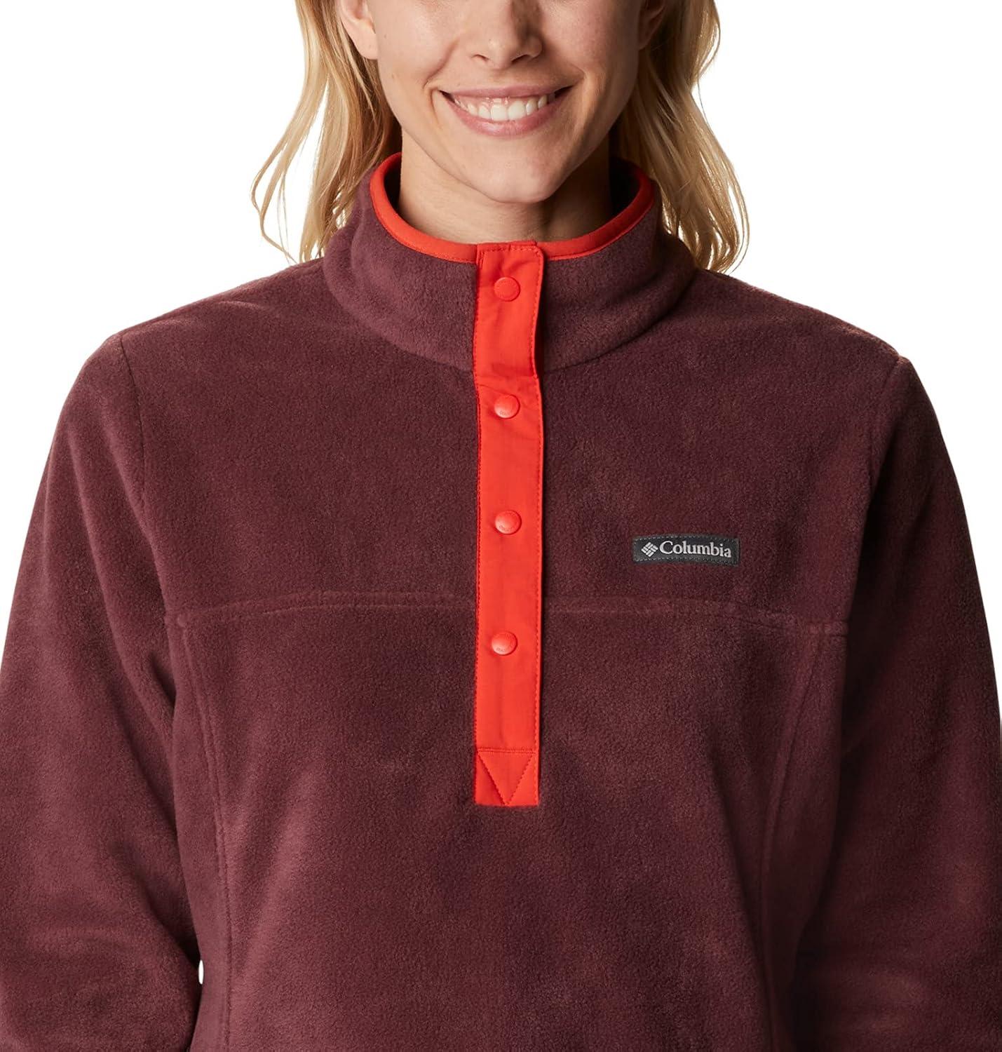 imageColumbia Womens Benton Springs Half Snap II Pull Over Fleece Jacket Dark StoneCanoeVintage Blue 3XMalbecBold Orange