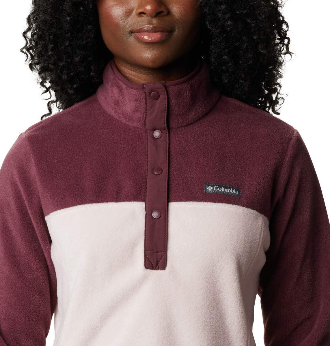 imageColumbia Womens Benton Springs Half Snap II Pull Over Fleece Jacket Dark StoneCanoeVintage Blue 3XMalbecMineral Pink