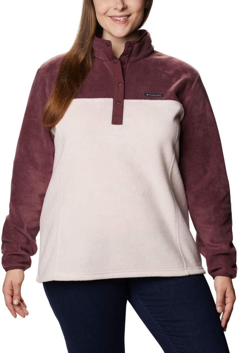 imageColumbia Womens Benton Springs Half Snap II Pull Over Fleece Jacket Dark StoneCanoeVintage Blue 3XMalbecMineral Pink