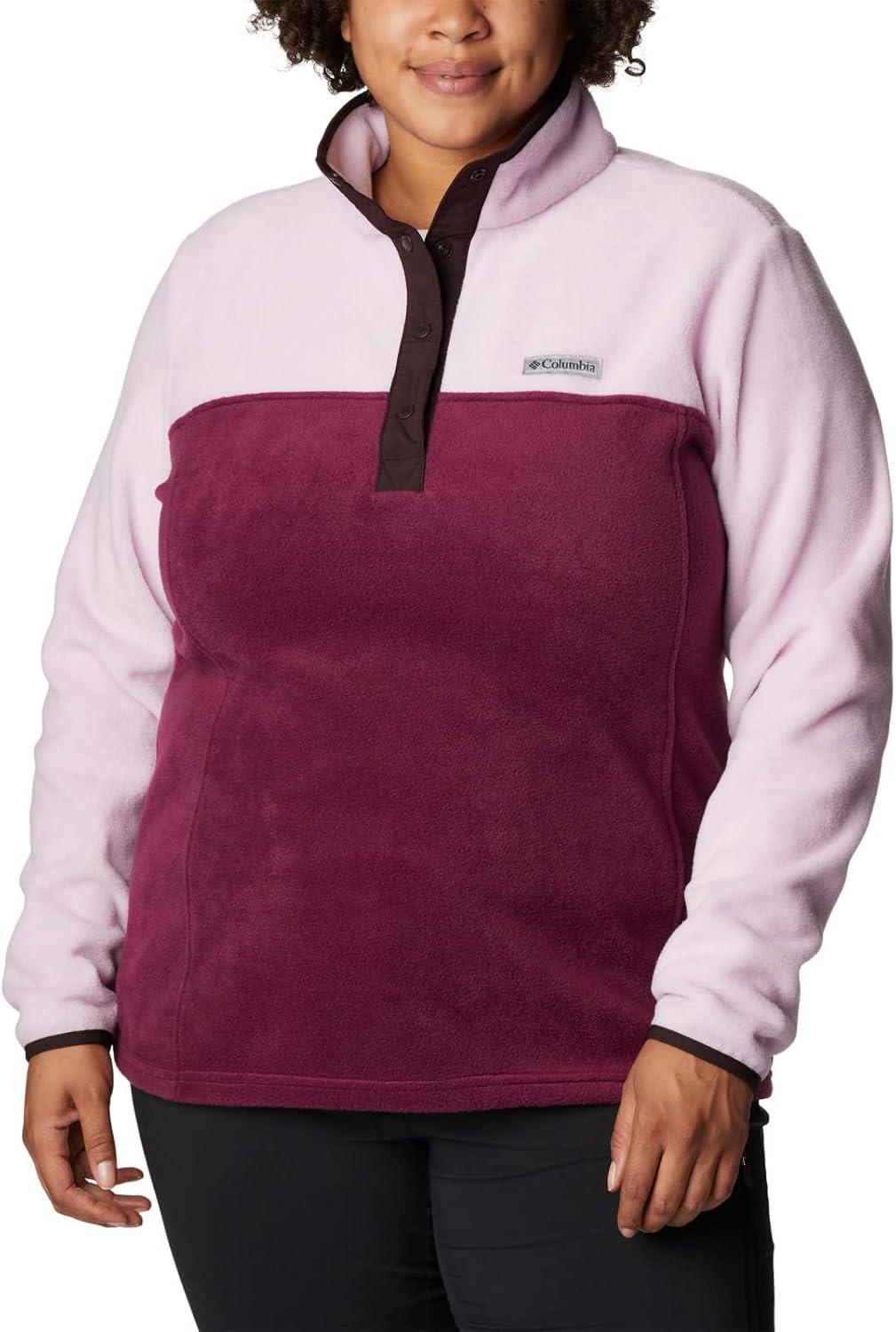 imageColumbia Womens Benton Springs Half Snap II Pull Over Fleece Jacket Dark StoneCanoeVintage Blue 3XMarionberryAura