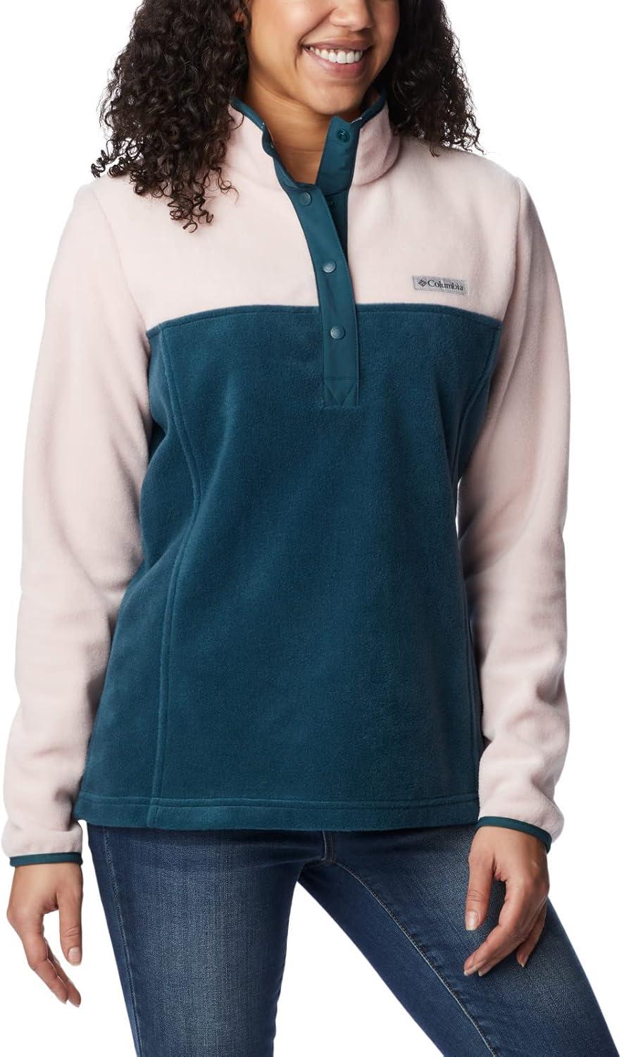 imageColumbia Womens Benton Springs Half Snap II Pull Over Fleece Jacket Dark StoneCanoeVintage Blue 3XNight WaveDusty PinkNight Wave