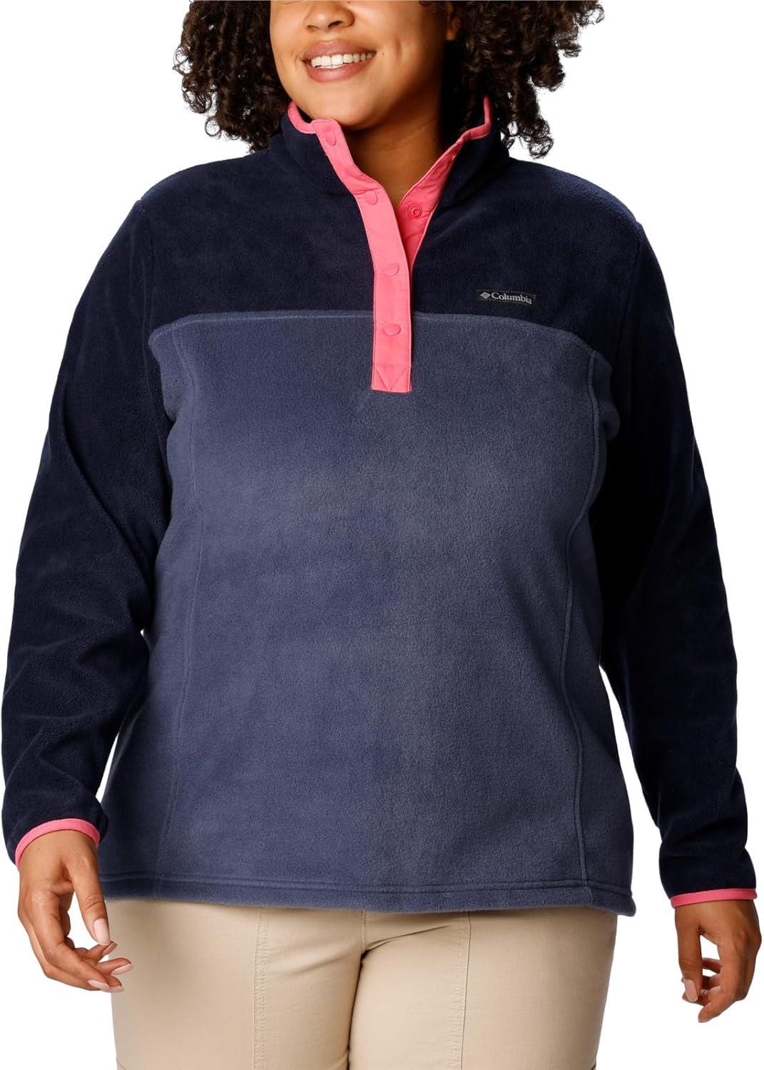 imageColumbia Womens Benton Springs Half Snap II Pull Over Fleece Jacket Dark StoneCanoeVintage Blue 3XNocturnalDark NocturnalCamellia Rose