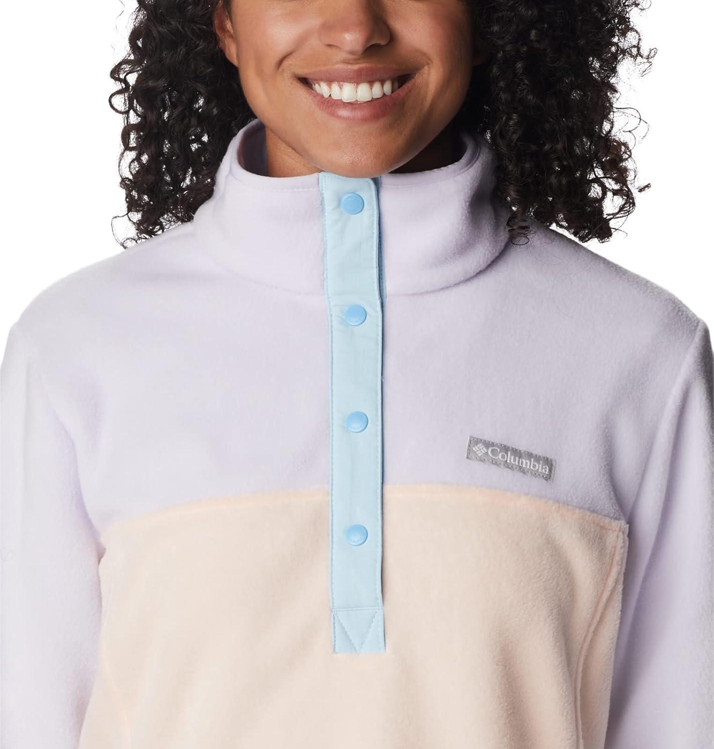 imageColumbia Womens Benton Springs Half Snap II Pull Over Fleece Jacket Dark StoneCanoeVintage Blue 3XPeach BlossomPurple TintSpring Blue