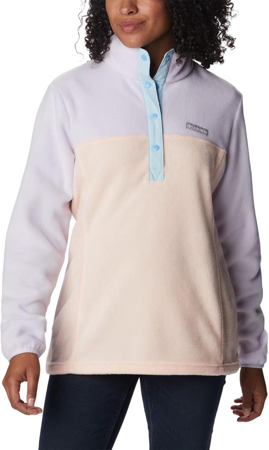 imageColumbia Womens Benton Springs Half Snap II Pull Over Fleece Jacket Dark StoneCanoeVintage Blue 3XPeach BlossomPurple TintSpring Blue