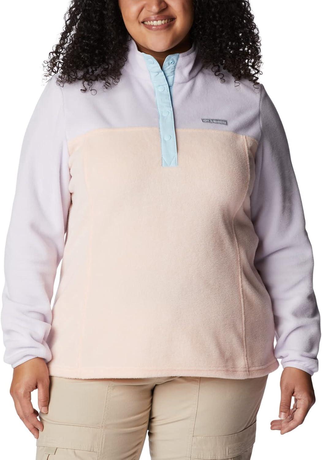 imageColumbia Womens Benton Springs Half Snap II Pull Over Fleece Jacket Dark StoneCanoeVintage Blue 3XPeach BlossomPurple TintSpring Blue