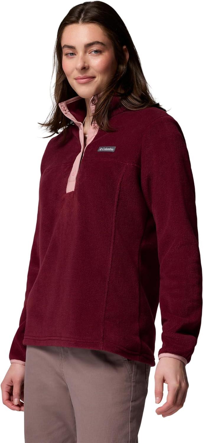 imageColumbia Womens Benton Springs Half Snap II Pull Over Fleece Jacket Dark StoneCanoeVintage Blue 3XRich WineEraser Pink