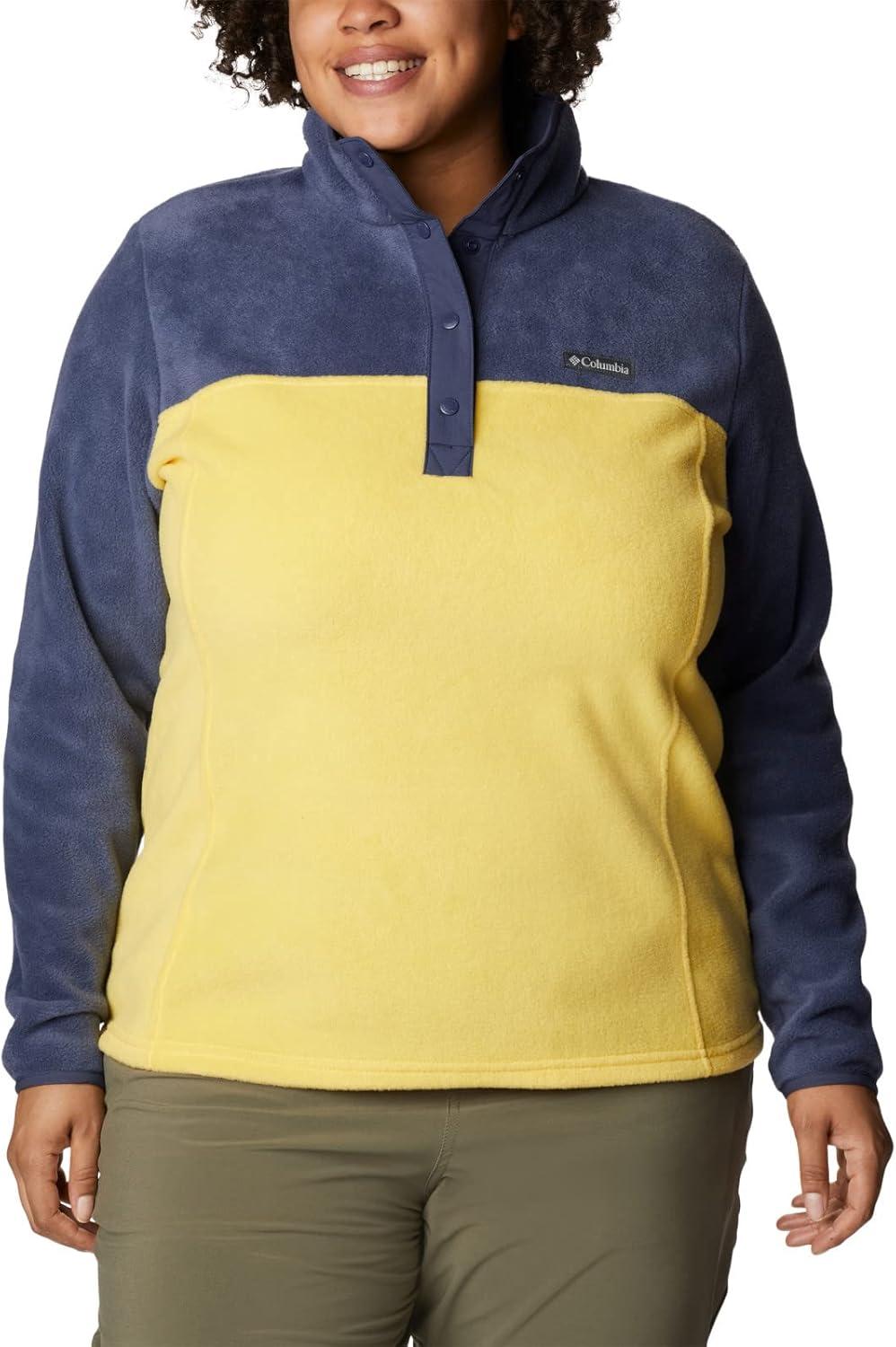 imageColumbia Womens Benton Springs Half Snap II Pull Over Fleece Jacket Dark StoneCanoeVintage Blue 3XSun GlowNocturnal
