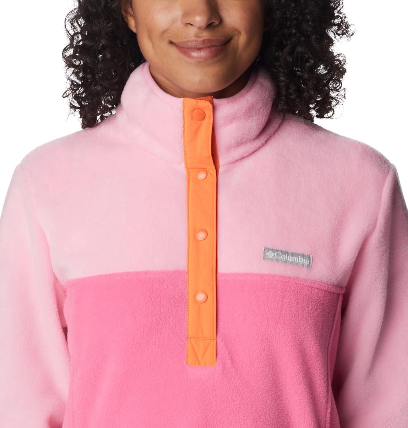 imageColumbia Womens Benton Springs Half Snap II Pull Over Fleece Jacket Dark StoneCanoeVintage Blue 3XWild GeraniumWild Rose